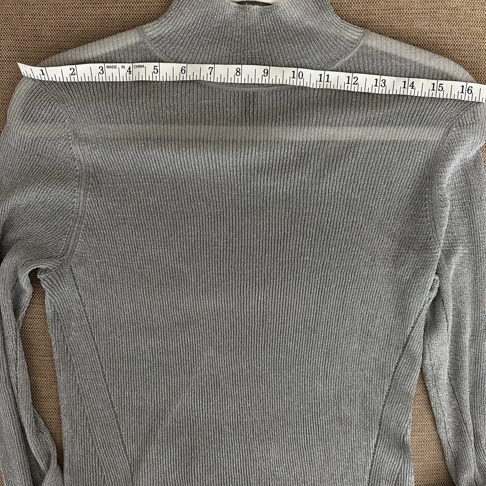 Rag & Bone Sheer Pryia Silver Festive Shimmer Holiday Turtleneck Top - Picture 8 of 11